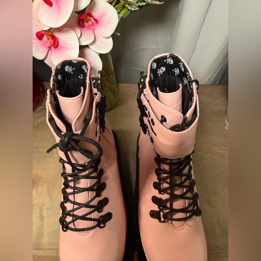 Dolls Kill LAMODA PINK SHOOT MY SHOT CREEPER BOOTS - Picture 3 of 6